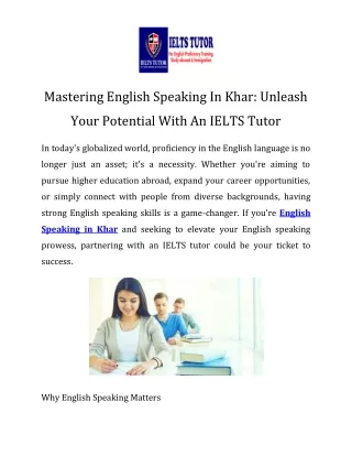 English Speaking in Khar Call-9820740494