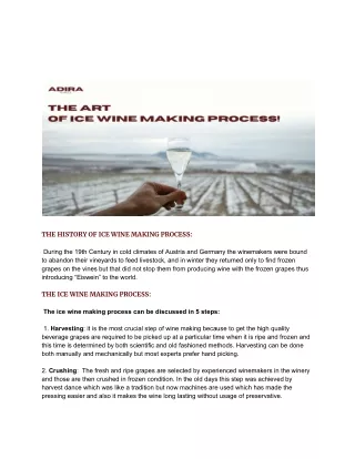 THE ART OF ICE WINE MAKING PROCESS | Adira Wines