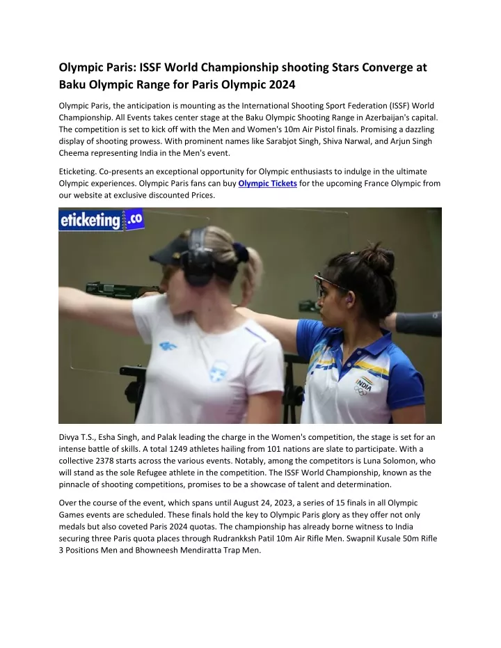 olympic paris issf world championship shooting