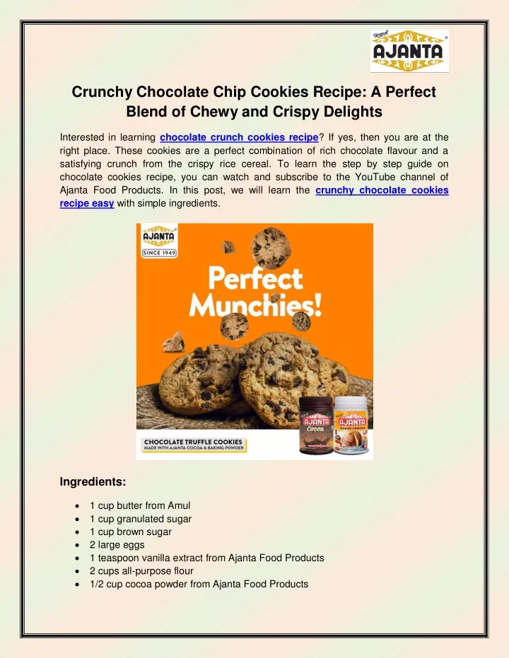 crunchy chocolate chip cookies recipe a perfect