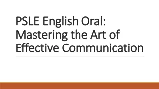 PSLE English Oral