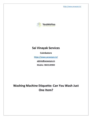 Find best washing machine service center in Coimbatore
