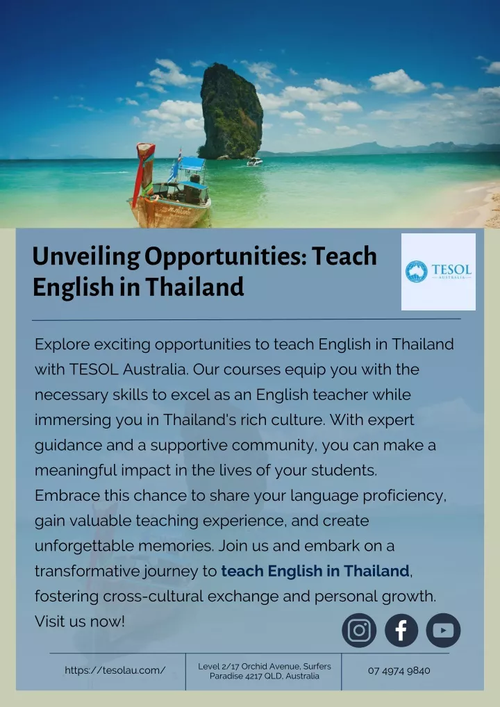 unveiling opportunities teach english in thailand