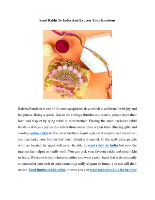 send rakhi to india and express your emotions