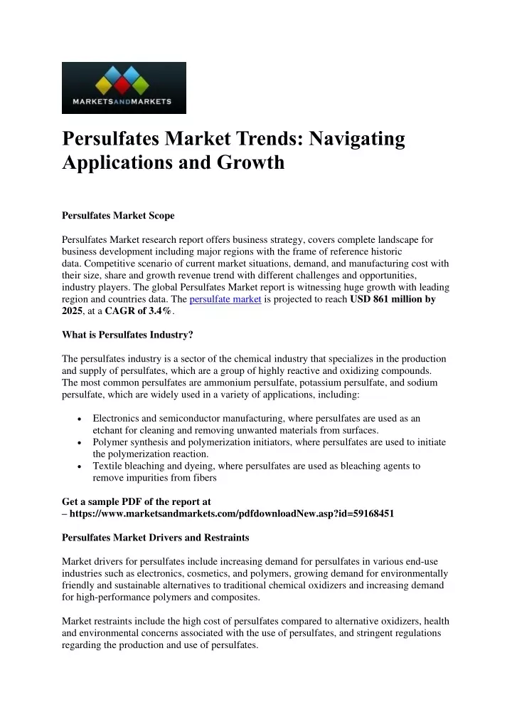 persulfates market trends navigating applications