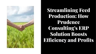 ERP for feed manufacturing company - Prudence Consulting