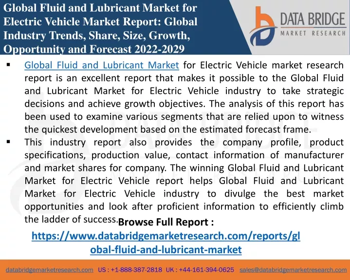 global fluid and lubricant market for electric
