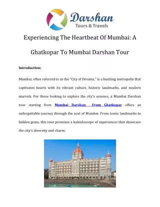 Mumbai Darshan  From Ghatkopar Call- 9870275230