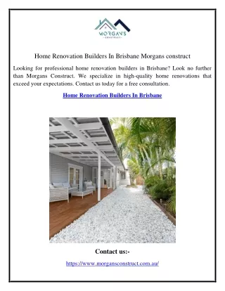 Home Renovation Builders In Brisbane Morgans construct