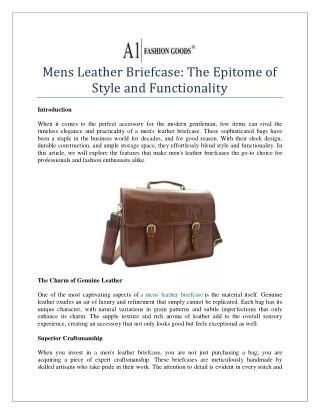 Mens Leather Briefcase The Epitome of Style and Functionality