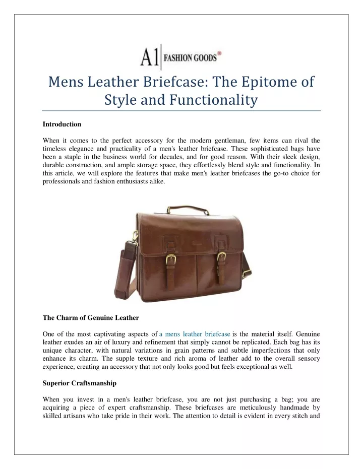 mens leather briefcase the epitome of style