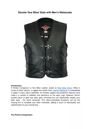 Elevate Your Biker Style with Men's Waistcoats
