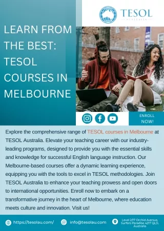 learn from the best tesol courses in melbourne