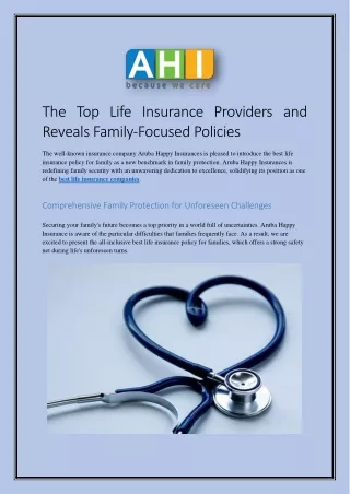 The Top Life Insurance Providers and Reveals Family-Focused Policies