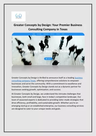 Business Consulting Company Texas - Greater Concepts By Design