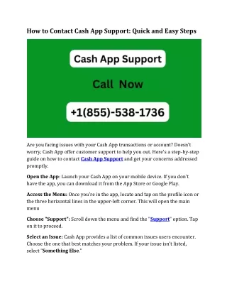 1-(855)-538-1736 How do I Contact Cash App Support?