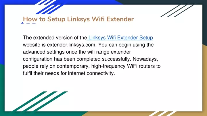 how to setup linksys wifi extender