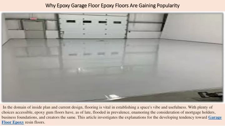 why epoxy garage floor epoxy floors are gaining popularity