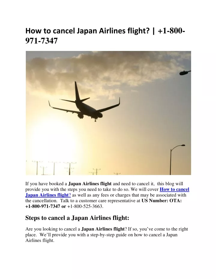 how to cancel japan airlines flight 1 800 971 7347