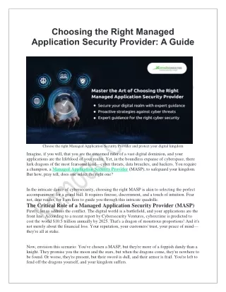 Choosing the Right Managed Application Security Provider