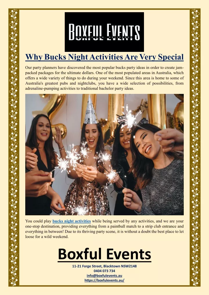 why bucks night activities are very special