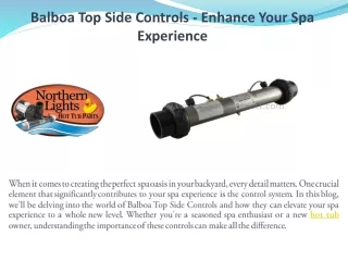 Balboa Top Side Controls - Enhance Your Spa Experience