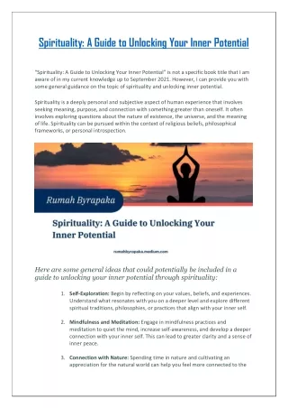 Spirituality- A Guide to Unlocking Your Inner Potential