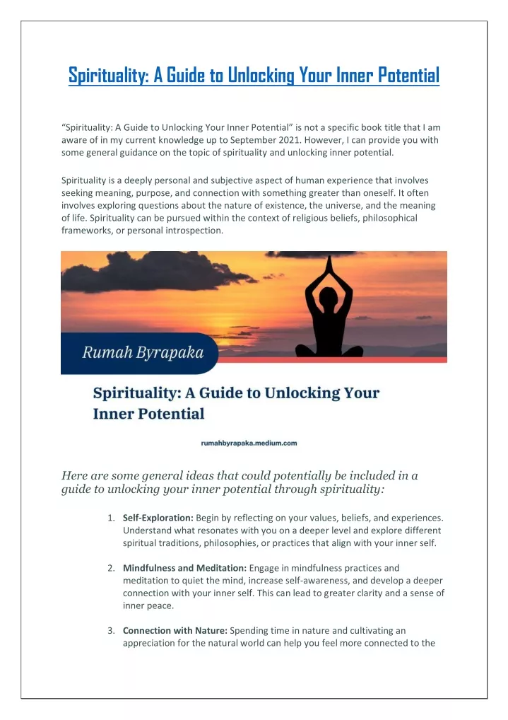 spirituality a guide to unlocking your inner