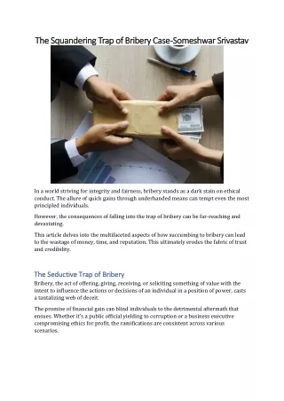 the squandering trap of bribery case