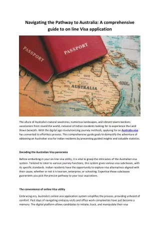 Navigating the Pathway to Australia A comprehensive guide to on line Visa application