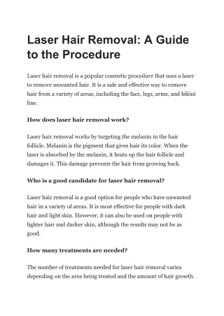 Laser Hair Removal A Guide to the Procedure