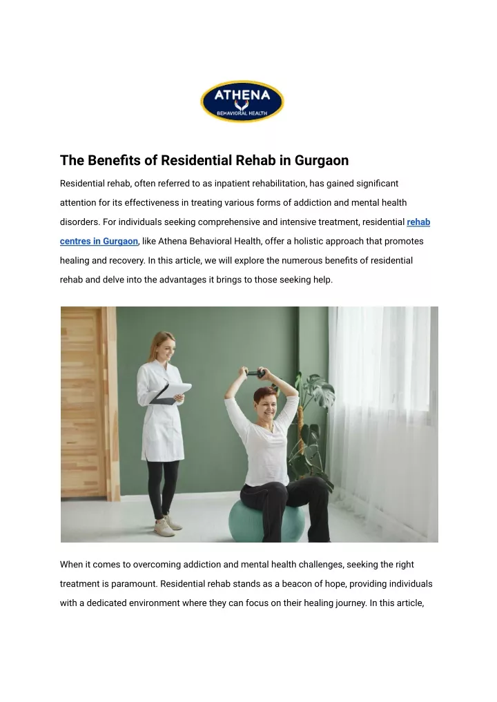 the benefits of residential rehab in gurgaon