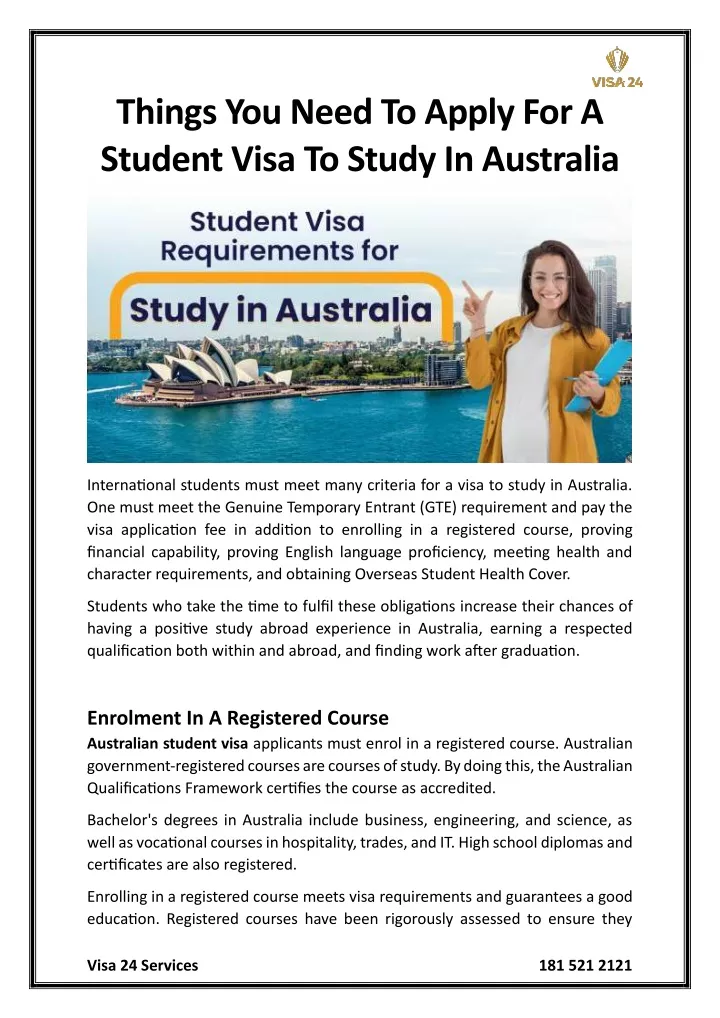 things you need to apply for a student visa