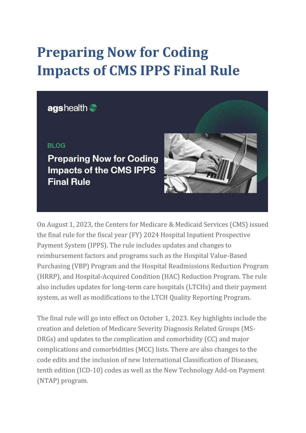 Cmi Code Coding Rule PPT - Preparing Now for Coding Impacts of CMS IPPS Final Rule ...