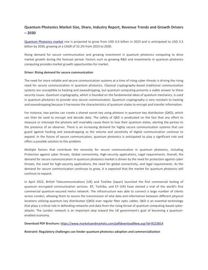 quantum photonics market size share industry