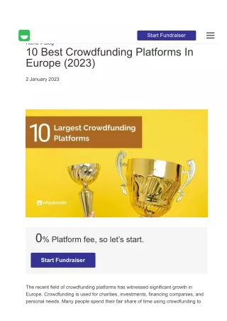 10 Best Crowdfunding Platforms In Europe