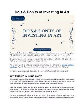Do's & Dont's of Investing In Art