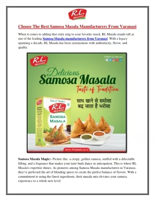 Choose The Best Samosa Masala Manufacturers From Varanasi