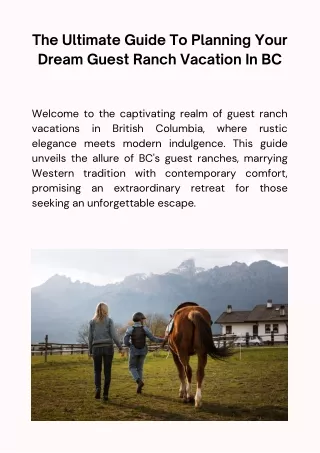 The Ultimate Guide to Planning Your Dream Guest Ranch Vacation in BC