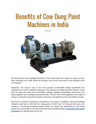Benefits of Cow Dung Paint Machines in India