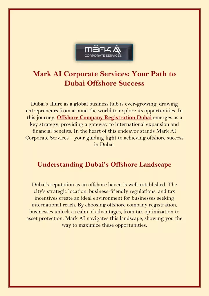 mark ai corporate services your path to dubai