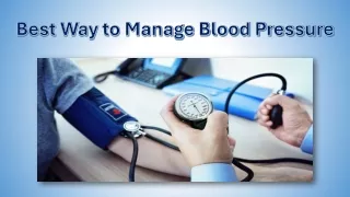 Best Way to Manage Blood Pressure