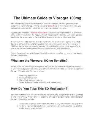 The Ultimate Guide to Viprogra 100mg