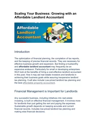 Scaling Your Business: Growing with an Affordable Landlord Accountant
