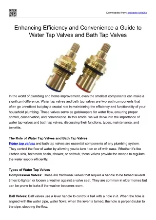 Enhancing Efficiency and Convenience a Guide to Water Tap Valves and Bath Tap Va