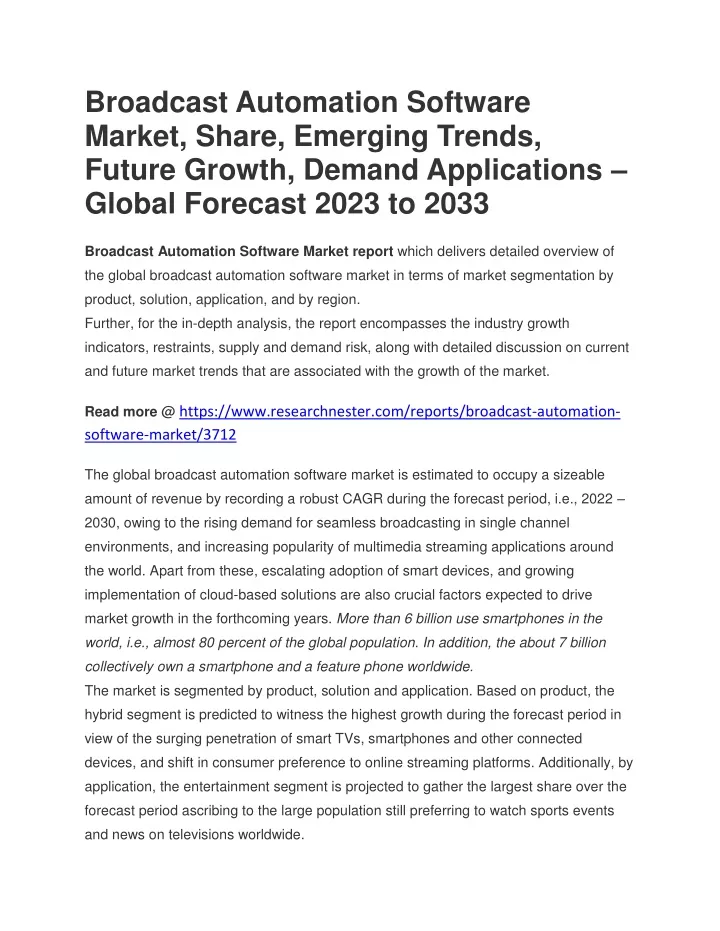 broadcast automation software market share