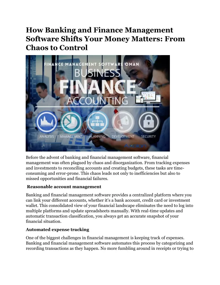 how banking and finance management software