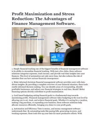 profit maximization and stress reduction