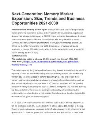 next generation memory market expansion size