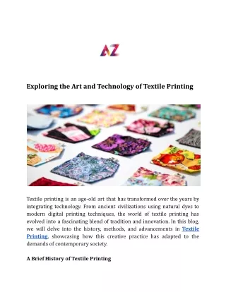 Exploring the Art and Technology of Textile Printing
